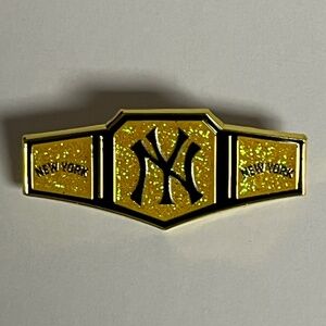 New York NY Yankees Championship Belt Glitter Hat Pin Bag Baseball Fitted Gold